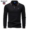 2025 Autumn New Embroidery Men's Long Sleeved Polo Shirt, Solid Color Men's Top with Lapel, Versatile Polo Shirt for Men