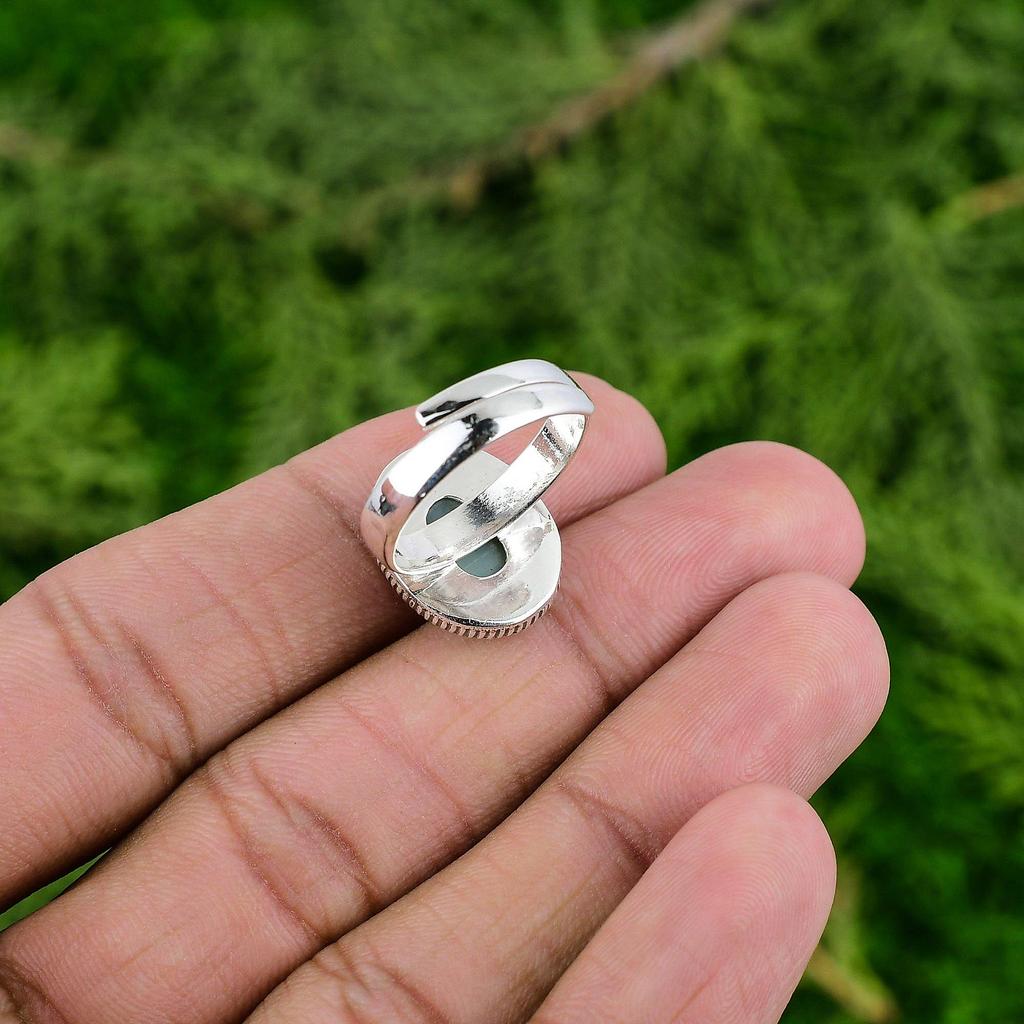 Mothers Day Deal Sterling Silver Larimar Gemstone Sister Anniversary Bezel Ring