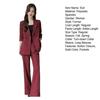 3 Pcs/Set Lady Formal Suit Coat Pants Set Turn-down Collar Button Decor Long Sleeves Jacket Loose Pure Color Trousers Casual Commuting Business Outfit