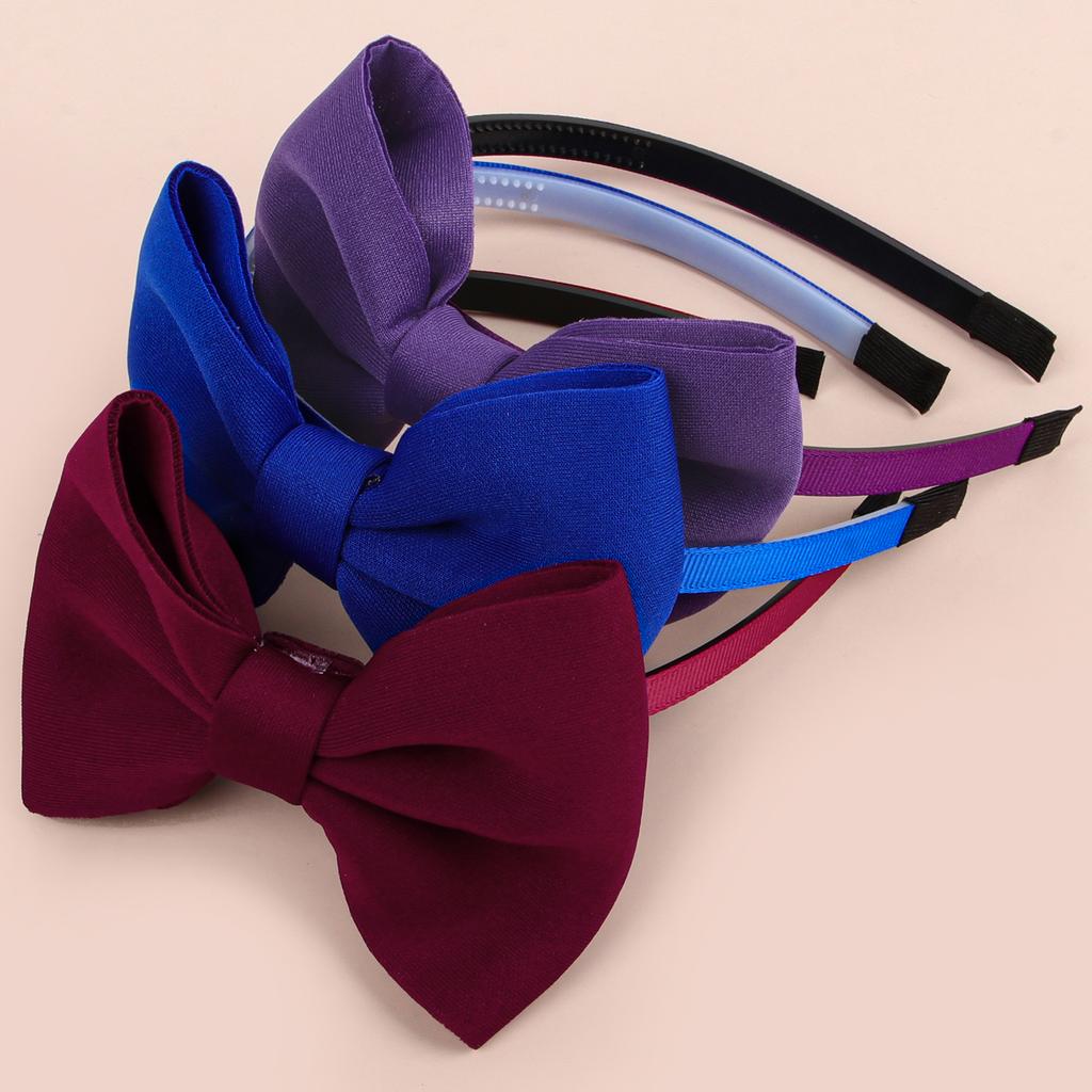 3pcs Fabric Bows Headbands for Girls Plastic Teeth Hairbands 4inch Hair Bows with Headband Children Kids Hair Accessories