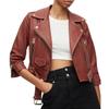 LeatherSplenor Classy Brown Women Cropped Moto Genuine Leather Jacket