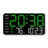 USB Powered LED Digital Wall Clock Voice Control Temperature Date Week Snooze Dual Alarm Clock DST Brightness Adjustment 12/24H