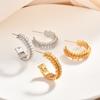 Retro Zircon Irregular Metal Strip Hoop Earrings - High-End Niche Design Stud Earrings for Women