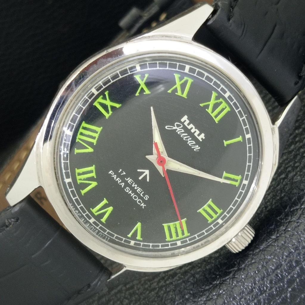 VINTAGE HMT JAWAN HAND-WINDING INDIAN MENS BLACK COLOR DIAL WATCH A700299-5 R202-a700299