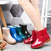 Rain Boots Women Low Non-slip Kitchen Rain Shoes Water Boots Woman Rubber Boots Garden Galoshes Slip-on Rainboots Short Boots