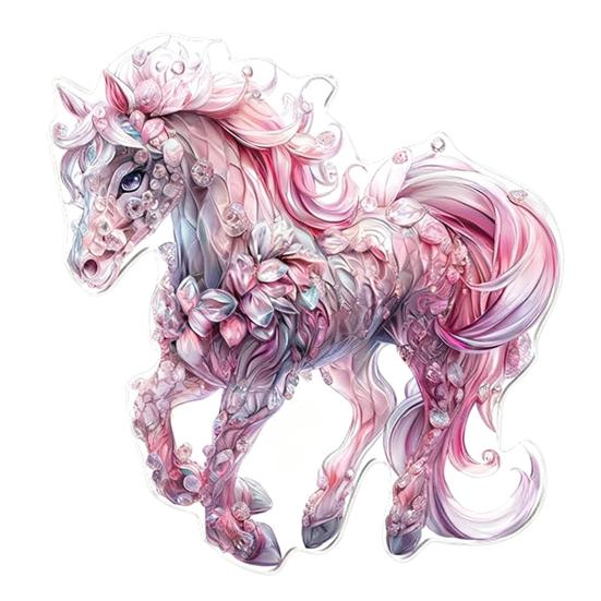 2D Acrylic Horse Pendant Flat Cartoon Horse Pendant Keychain Charm Colorful Horse Ornament for Backpack Christmas Tree Decoration