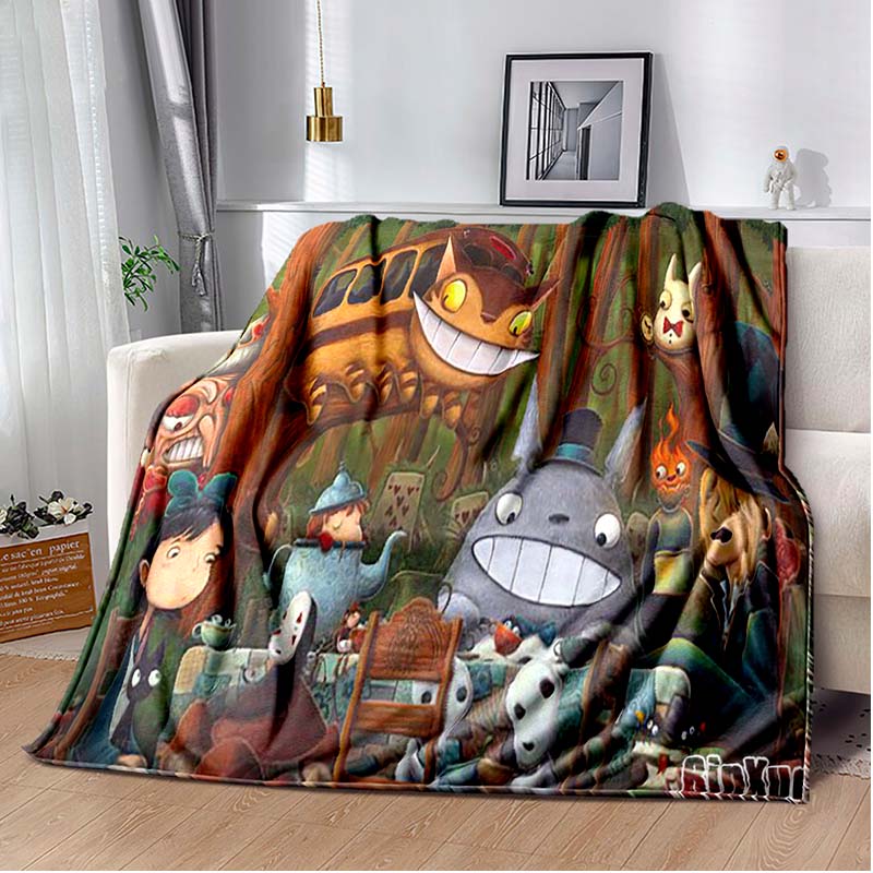 Throw Blanket Totoro Hayao Miyazaki Black Cat Throw Blanket Bedspread Sofa Soft Blanket  Adult/children Blanket Travel Camping