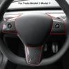 Auto Sparkle ABS Carbon Fiber Model Y Steering Wheel Patch Decoration for Tesla Model 3 Model Y Interior Modified Accessories