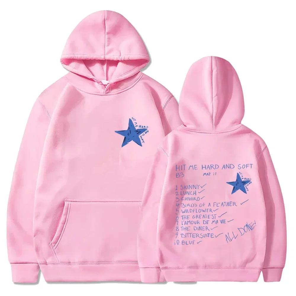 Billie Hit Me Hard and Soft Printed Hoodie Men's Women's Hip Hop Hooded Sweatshirts Fleece Casual Oversized Pullovers