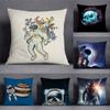 Astronaut Collection Pattern Decorative Pillowcase, Square Pillowcase, Home Office Decor