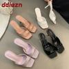 Fashion Fashion Square Toe Women 7cm Heels Pumps Shoes New In Spring Summer Female Slip On Footwear Ladies High Heels Shoes Slides