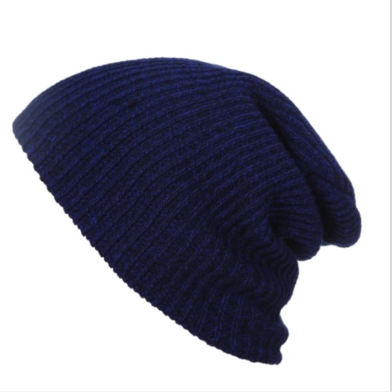 Casual Beanies Warm Stripes Knitted Femme Autumn Winter Unisex Caps