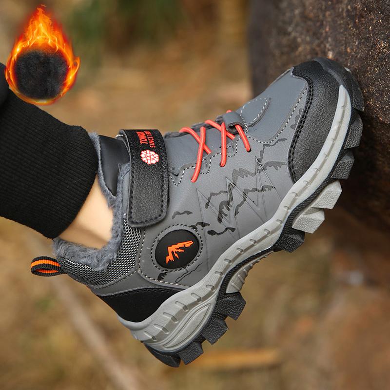 30-40 Children's Winter Large Fashion Outdoor Velcro with Velvet Warm Sports Shoes Cotton Shoes Snow Boots