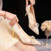 New Women's Stiletto High-end Bridesmaids Wedding Shoes, Bridal Shoes, French Show Clothes, Two French Wedding Shoes