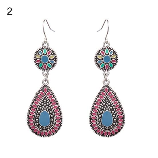 1 Pair Classic Hook Earrings Beads Ethnic Style Tassel Charm