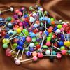 15/45/100pcs/Bag Women Men Fashion Rainbow Stainless Steel Tongue Piercing Ring Mix Tongue Barbell Ear Nipple Piercing Ring Pircing Jewelry