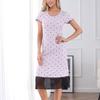 Summer Women Nightwear Home Clothes Sexy Dot Print Lace Nightdress Sleepwear Casual Slim Thin Short Sleeve Purple Nightgowns Female