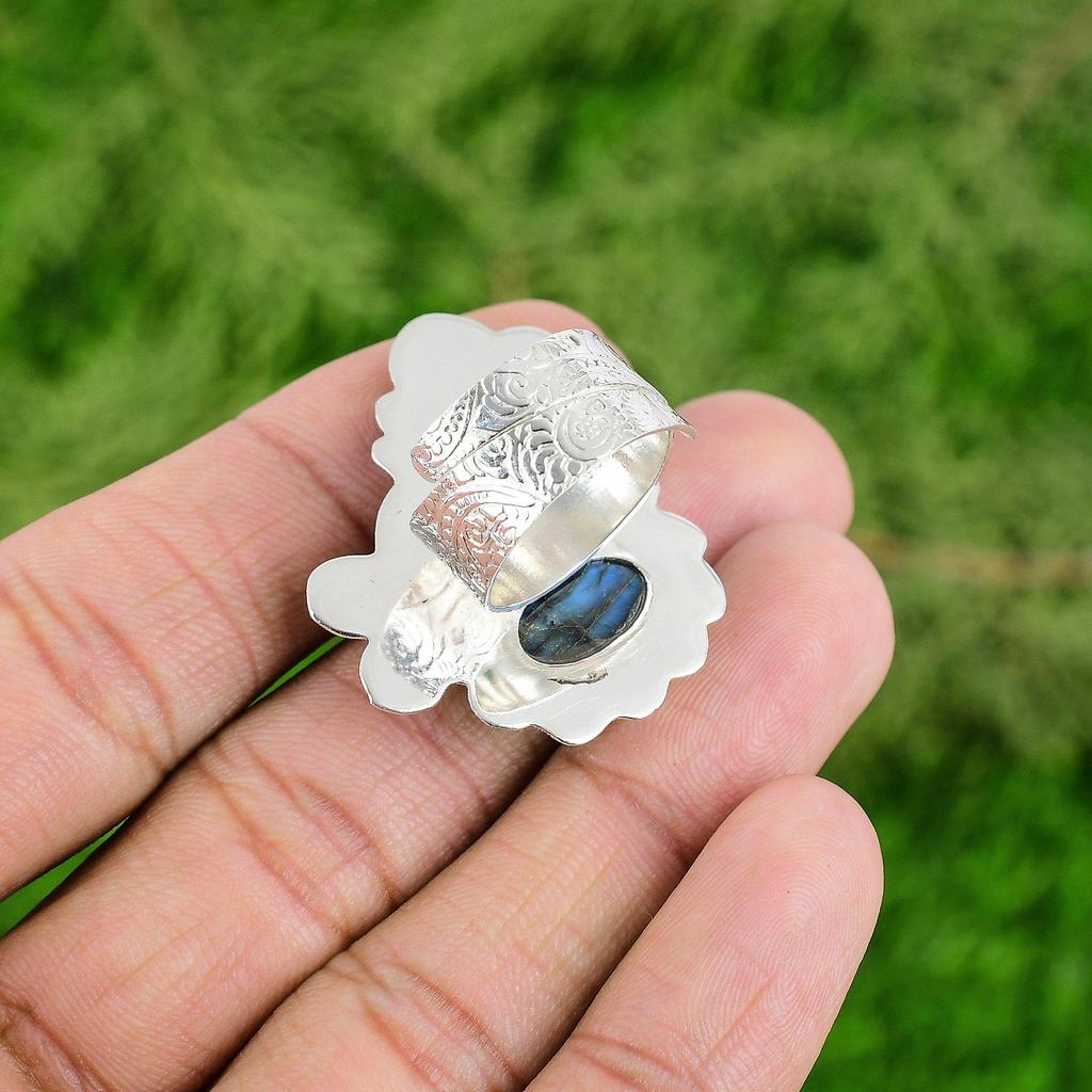 Распродажа ко Дню матери Серебро 925 пробы Натуральный лабрадорит Кольцо-стек из нескольких колец для жены Ювелирное изделие