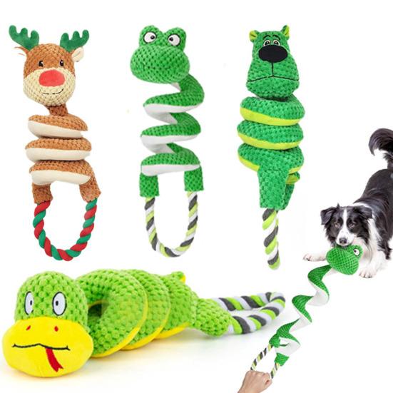 Interactive Squeaky Rope Dog Toy Plush Chew Toy with Sound Dental