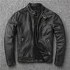 Autumn and Winter Retro Top Layer Cowhide Motorcycle Leather Jacket Genuine Leather Leather Jacket Men's Old Standing Collar Short Casual Jacket