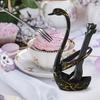 Stainless Steel Mini Fruit Forks Spoons with Non-Slip Handle Food-Grade Swan Storage Rack for Kids Desserts Snacks