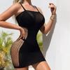 Sexy Lingerie for Women, Sexy Black Hollow Out Bodycon Dress, Chest-Exposing Mesh Top, Jacquard Sheer