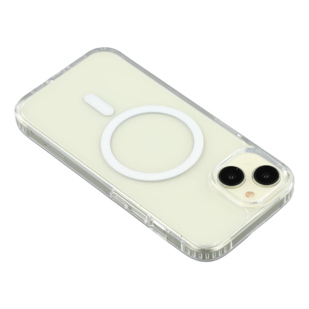 For iPhone 13 Mini Magnetic Case 1.5mm Thickness TPU+PC Clear Phone Back Cover