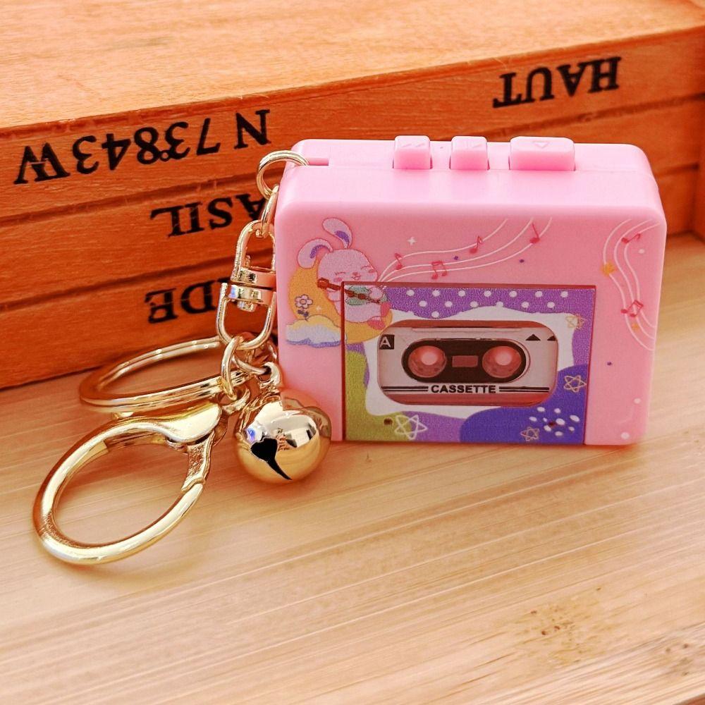 Recordable Recording Music Box Pendant with Music Retro Tape Recorder Keychain Small Gift