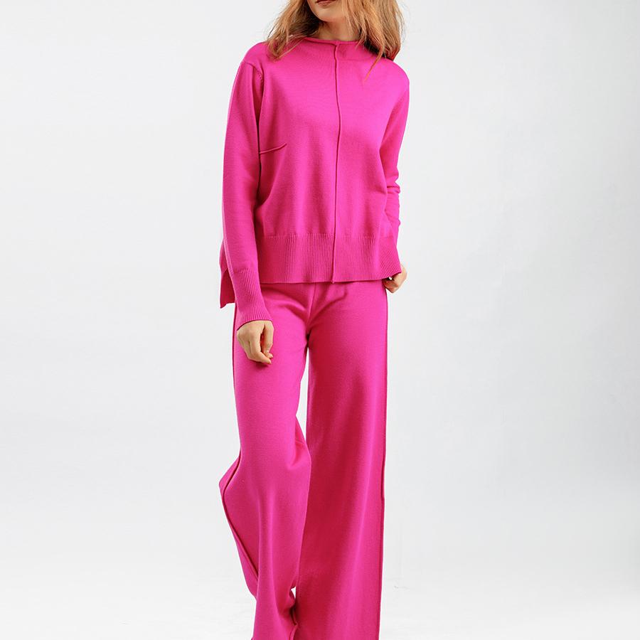 Knitted Sweater Two Piece Suit Women Autumn and Winter Loose Casual Wide Leg Pants Suit