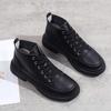 New High Top Leather Shoes Women Fashion British Style Flats Shoes Comfortable Lace Up Ankle Boots Round Toe Adult Casual Shoes