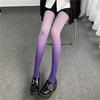 Gradient Velvet Pantyhose - Women's Spring/Autumn Style, Thin Rainbow Stockings In Gray, Pink, and Purple.