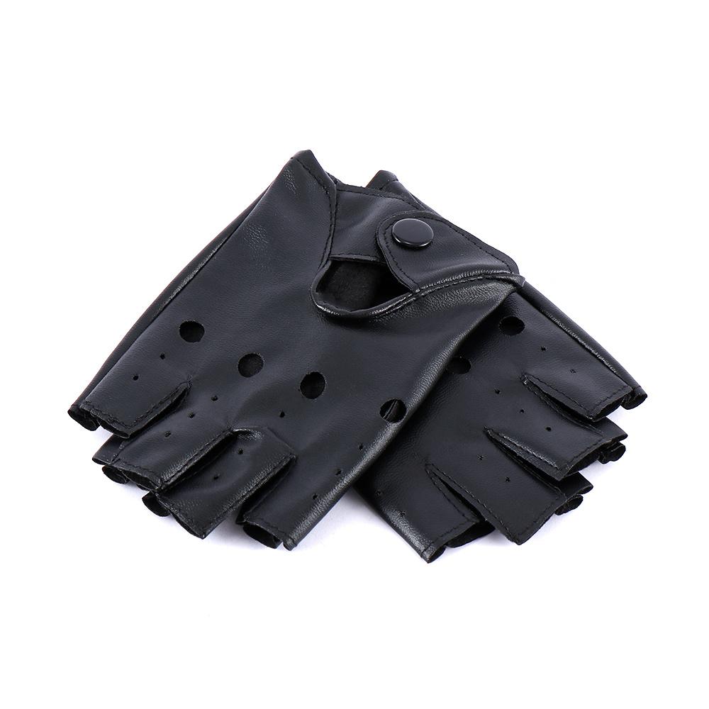 Fashion Hot Black Fingerless Gloves PU Leather Gloves Half Finger Driving