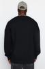 Men's Fashion New Plus Big Size Sweatshirt Black Big Size Oversize Wide Cut Embroidered Cotton Sweatshirt with Fleece Inside