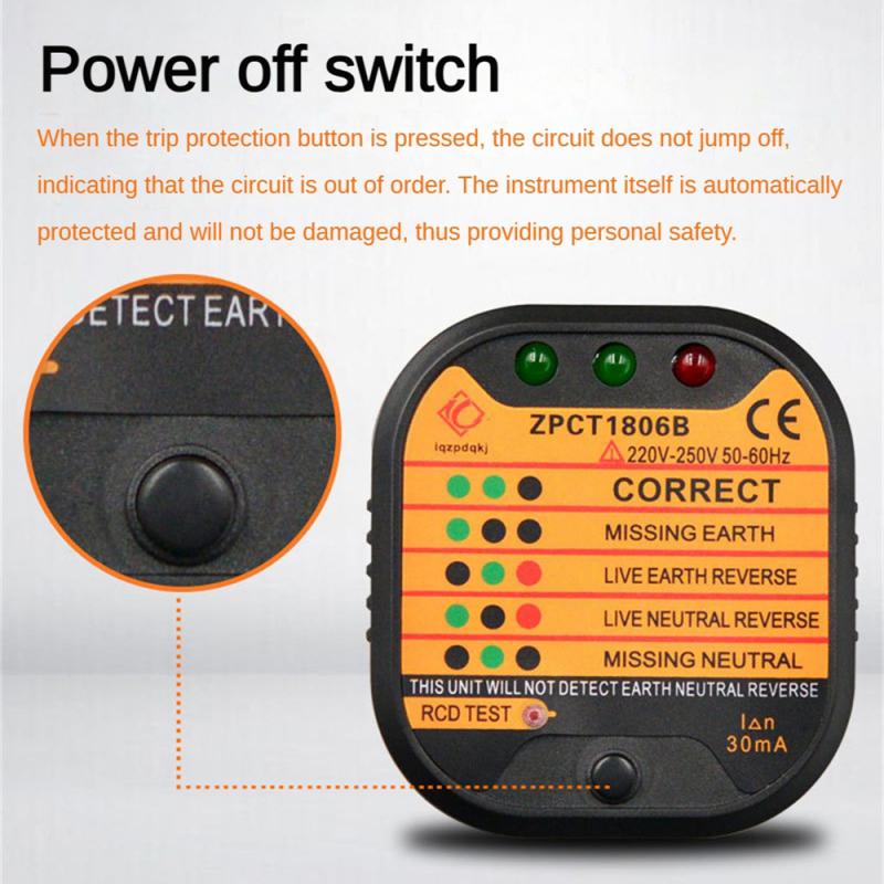 Socket Tester Precise Detect Faults Easily Ensure Electricity Safety Convenient 3-pin Uk Plug Quick And Easy Testing Efficient