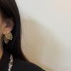 French Retro Niche Unique Design Earrings, Two Leaves Overlapping Zircon Dotted Earrings, Fashionable Commuter Women