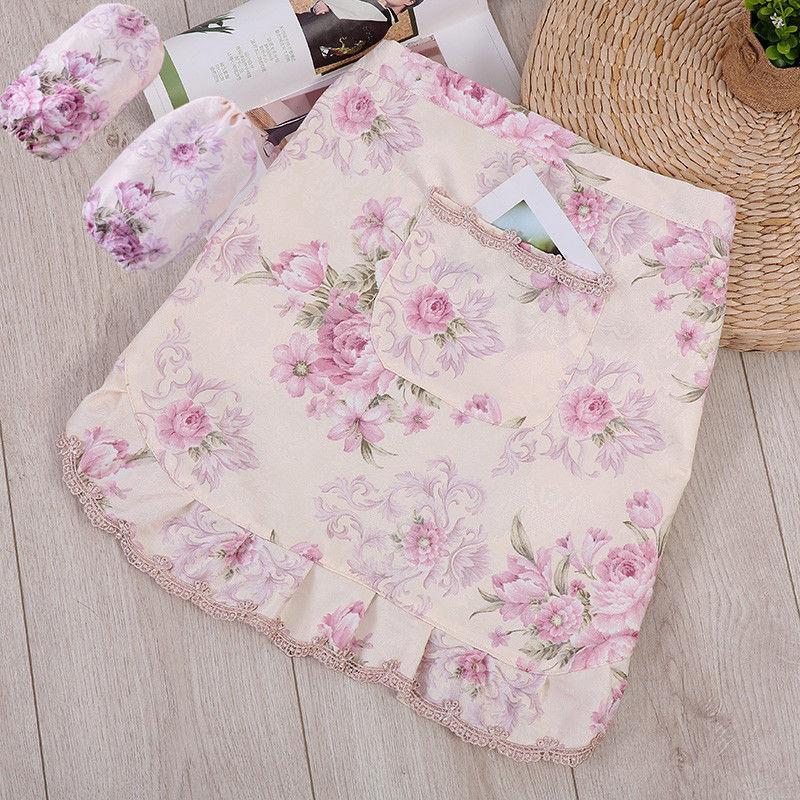 Half-length Short Floral Aprons Women Household Kitchen Cooking Antifouling Apron Restaurant Florist Coffee Shop Overalls Pocket