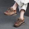 Retro Mixed Colors Versatile Genuine Leather Women's Shoes With Lace Up Soft Sole Casual Sneakers