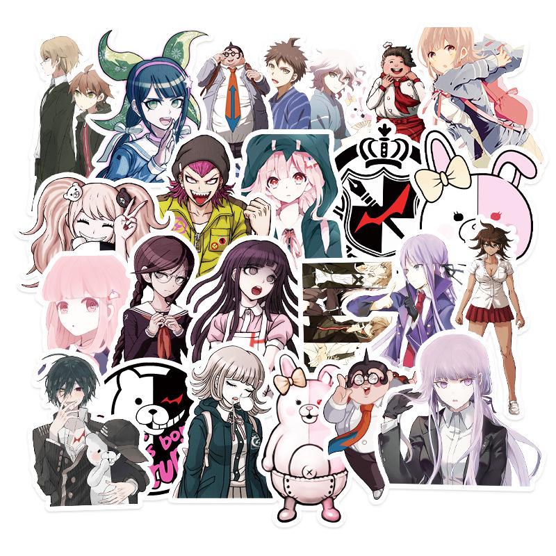 Danganronpa Mystery Game Stickers: 50 Cartoon Pack for Suitcase, Car, Scooter, and Fridge Decoration.