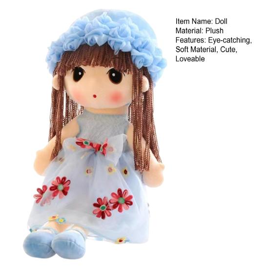 Cute Plush Baby Doll Girl with Clothes Handmade Rag Dolls Soft Sleeping Partner Doll Xmas Birthday Gift for Kids Friends Family