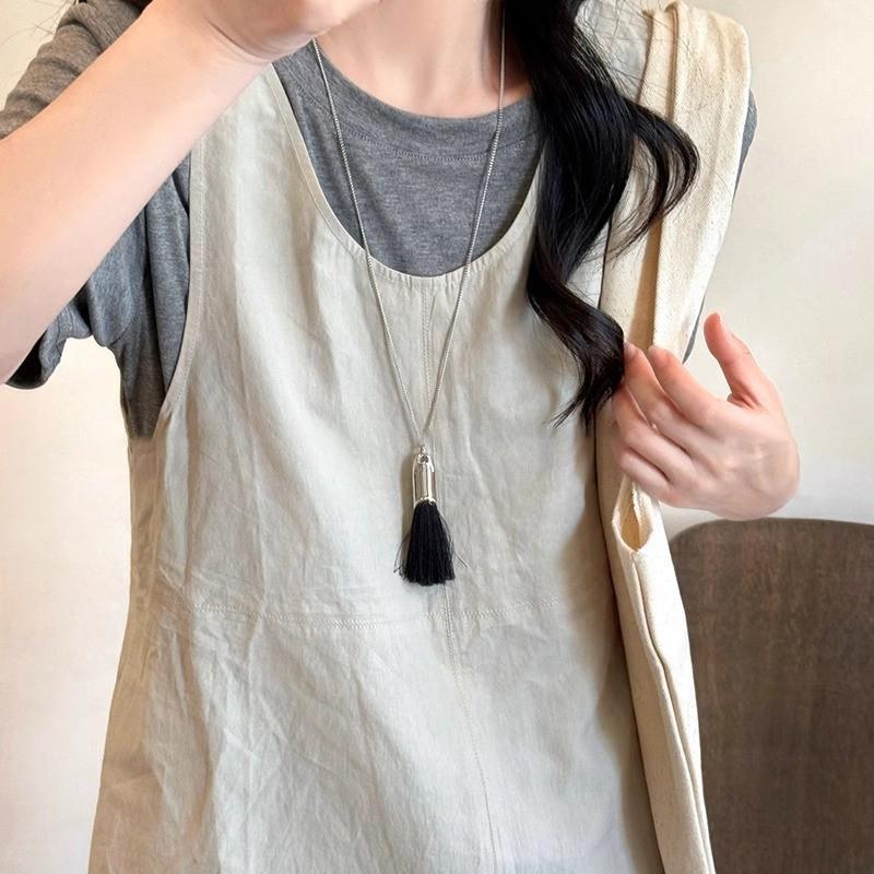 Unique Design 3 Colors Brush Tassel Pendant Necklaces For Women Casual Long Chain Neck Jewelry Gift