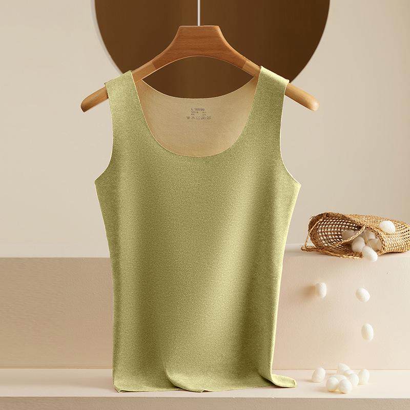 "Seamless German Velvet Warm Women's Vest with Thickened AB Surface, Large U-Neck, Perfect for Autumn and Winter"