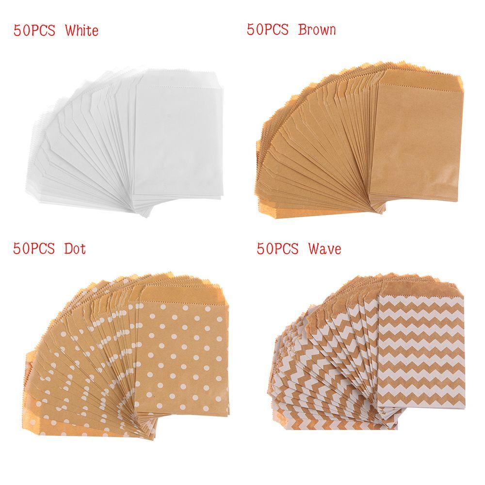 Wrapping Supplies Wave Dot Baking Kraft Paper Bag Packing Pouch Candy Biscuit Bags Popcorn Bag