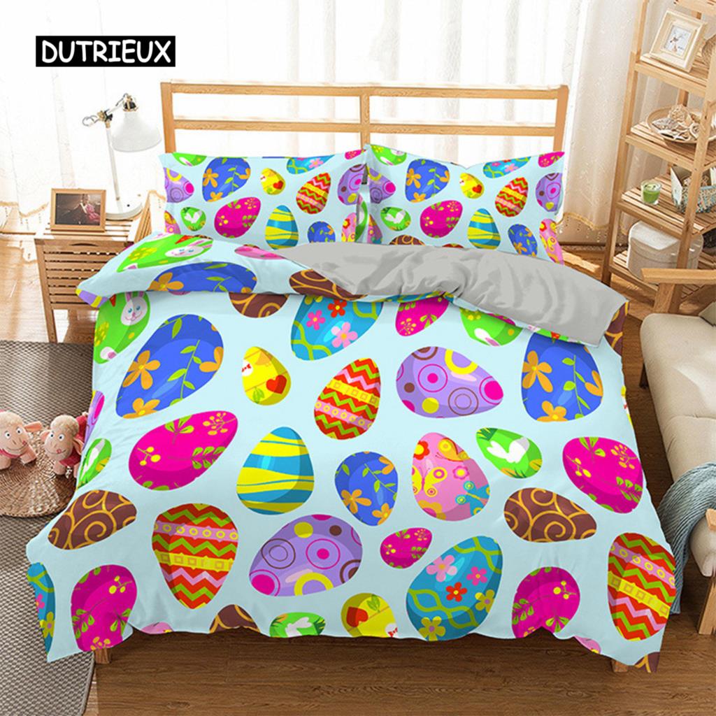 Комплект пододеяльников Egg с пасхальными яйцами в мультяшном детском стиле, комплект постельного белья Twin, для детей и подростков, двуспальный, размера Queen, размера King, полиэстеровый пододеяльник