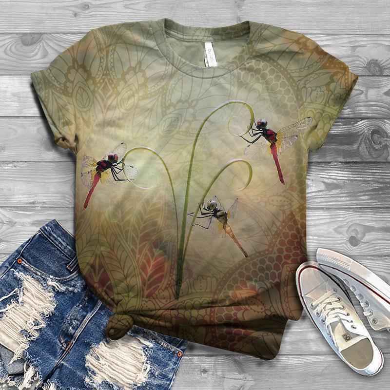Dragonfly Trendy Men's Short Sleeved 3D T-shirt Style Casual 3D Men's T-shirt