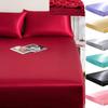 (No Pillowcases )Luxury Satin Silk Fitted Sheet Elastic Band Mattress Cover Sheets Cover for Bed Queen King Size Bedspread Cover Bed Linen