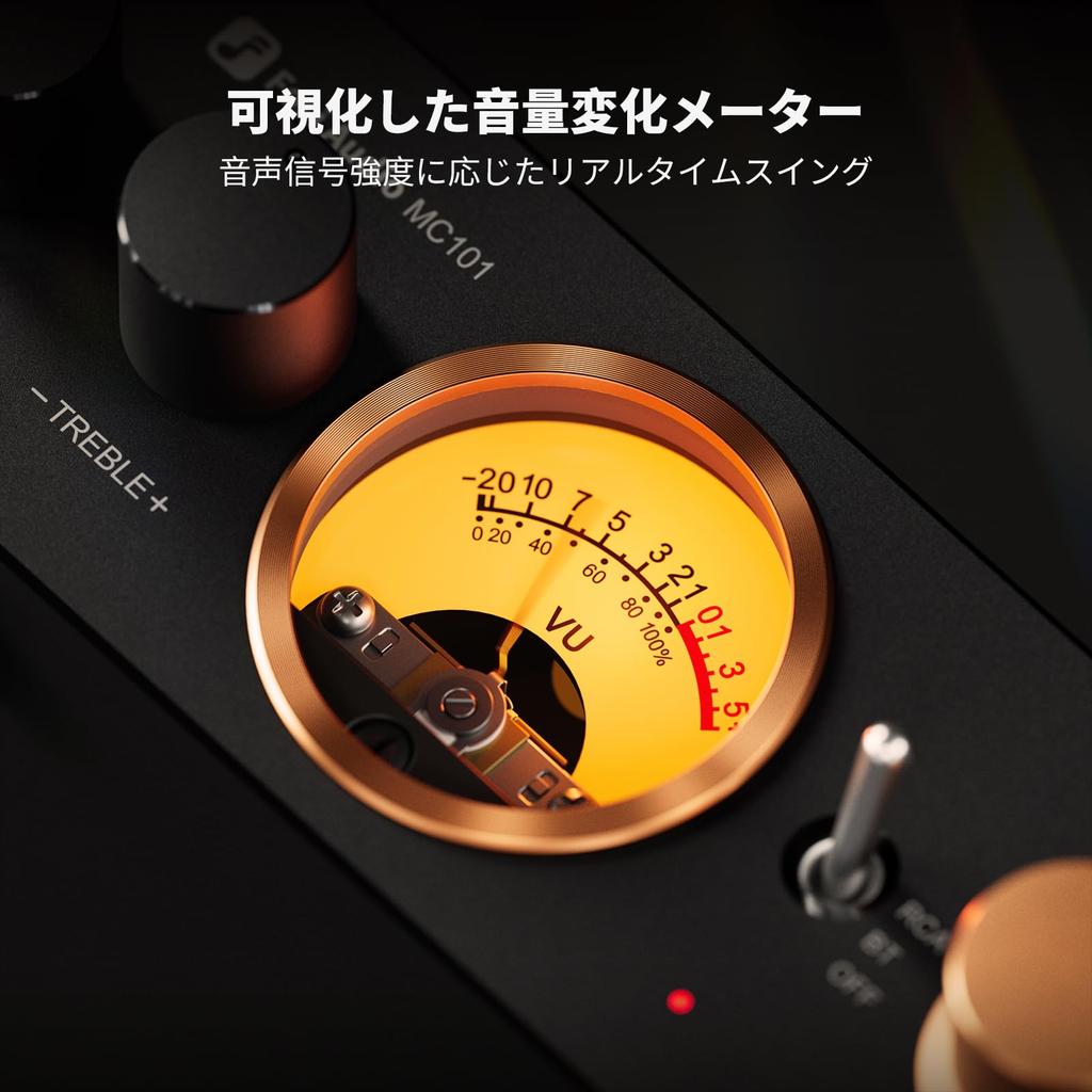 Fosi Audio MC101 Bluetooth Stereo Amplifier, 100W X 2, Home Audio Component Mini Amp with VU Meter, 2-Channel HiFi Receiver for Passive Speakers,