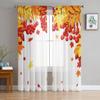 Autumn Maple Leaves And Berries Sheer Curtains For Living Room Window Transparent Voile Tulle Curtain Bedroom Drapes Home Decor