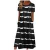 Women's Summer Casual Fashion Printed Short Sleeve Round Neck Pocket Dress
