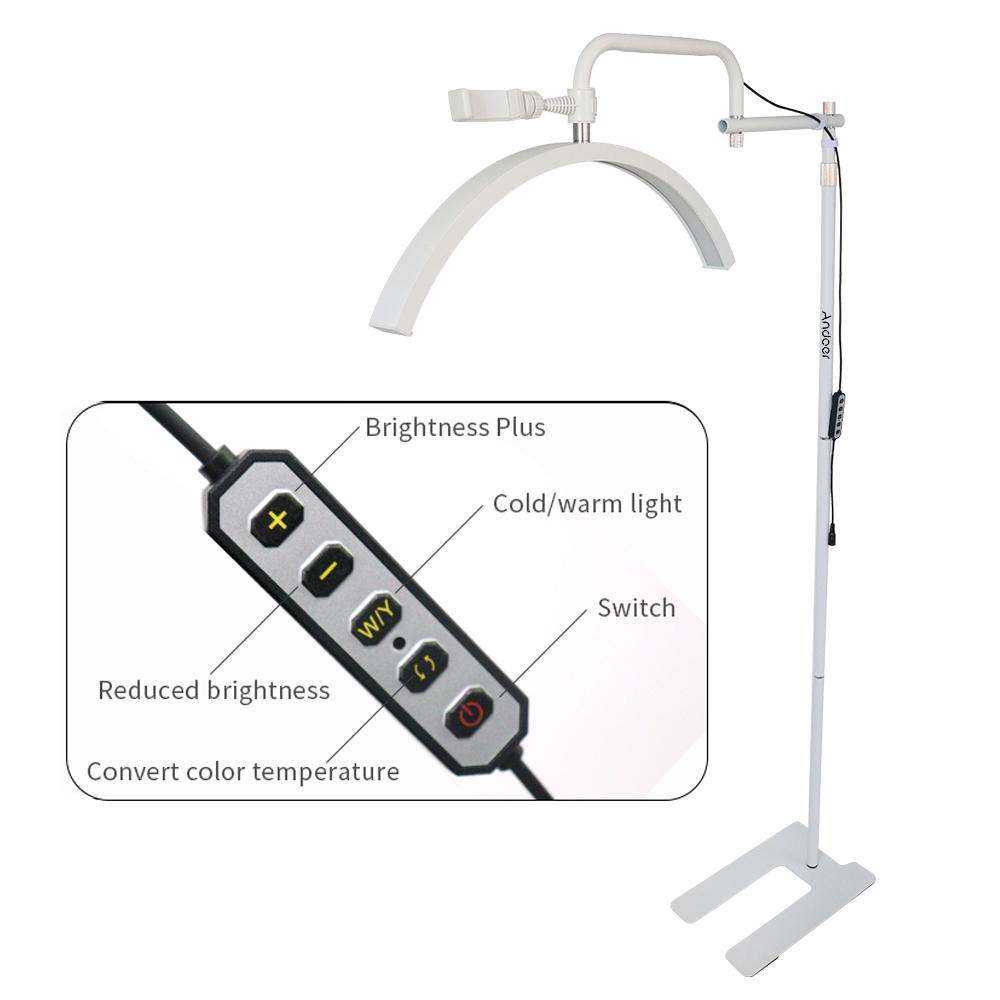 Andoer 36W Half-moon Shaped Fill Light Floor LED Video Light 3200K-5600K Dimmable with Metal Light