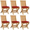 Day and Night - Day and Night Garden Chairs 6 Units with Red Teak Wood Cushions